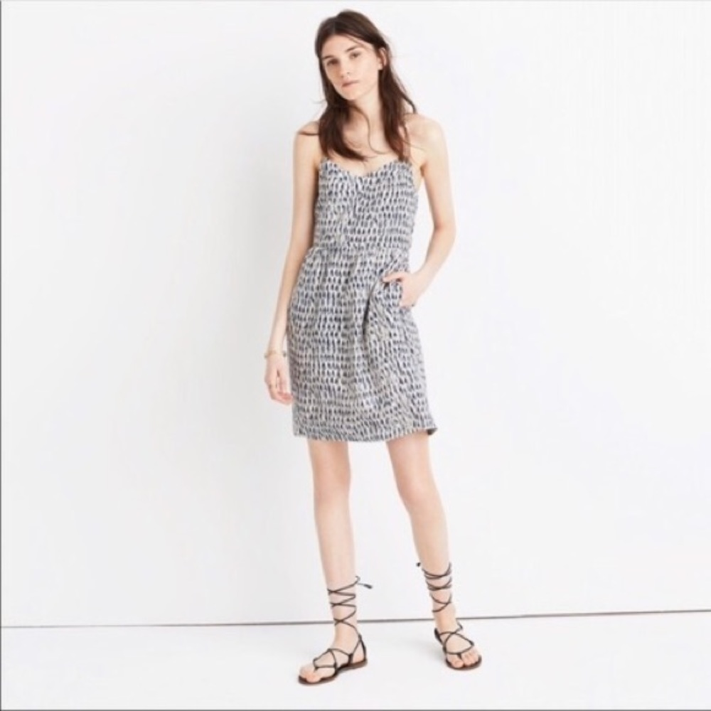 Madewell Silk Sunlight Cami Dress Navy Grey